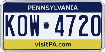 PA license plate KOW4720