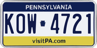 PA license plate KOW4721