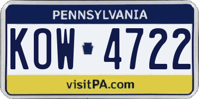 PA license plate KOW4722