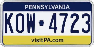 PA license plate KOW4723