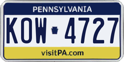 PA license plate KOW4727