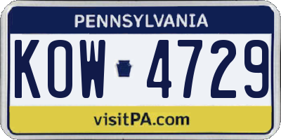 PA license plate KOW4729