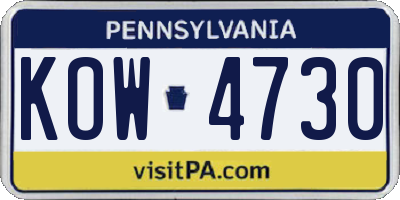 PA license plate KOW4730