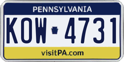 PA license plate KOW4731
