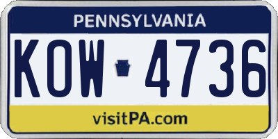 PA license plate KOW4736