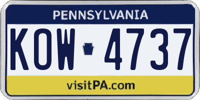 PA license plate KOW4737