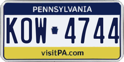 PA license plate KOW4744