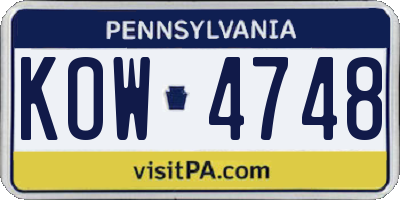 PA license plate KOW4748