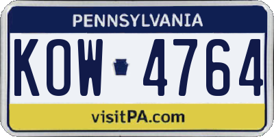 PA license plate KOW4764