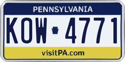 PA license plate KOW4771