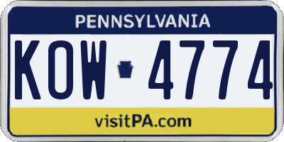 PA license plate KOW4774