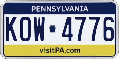 PA license plate KOW4776