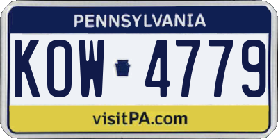 PA license plate KOW4779