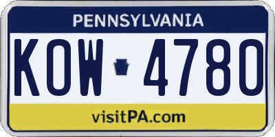 PA license plate KOW4780