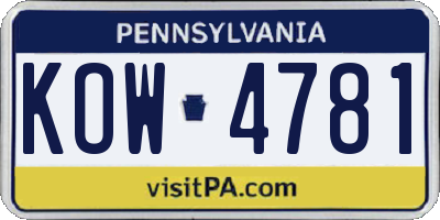 PA license plate KOW4781