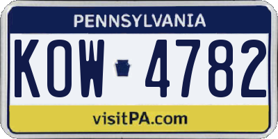PA license plate KOW4782