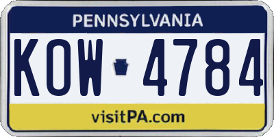 PA license plate KOW4784
