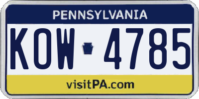 PA license plate KOW4785