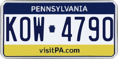 PA license plate KOW4790