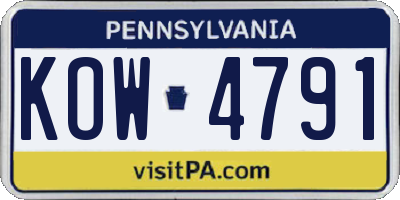 PA license plate KOW4791