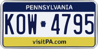 PA license plate KOW4795