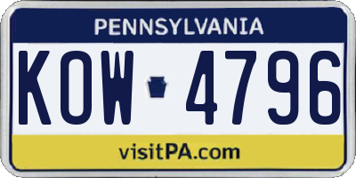PA license plate KOW4796