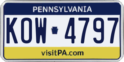 PA license plate KOW4797