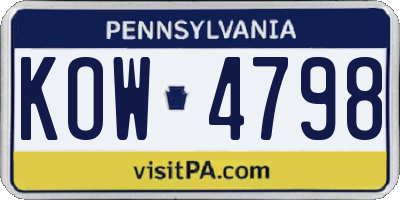PA license plate KOW4798