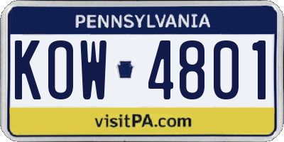 PA license plate KOW4801
