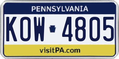 PA license plate KOW4805