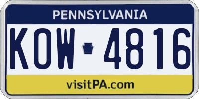 PA license plate KOW4816