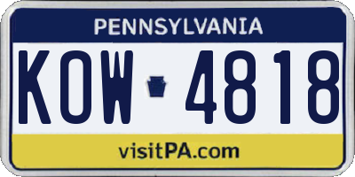 PA license plate KOW4818