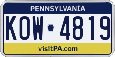 PA license plate KOW4819
