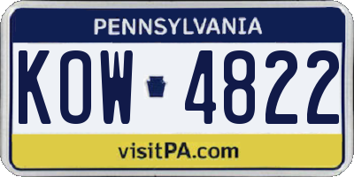 PA license plate KOW4822