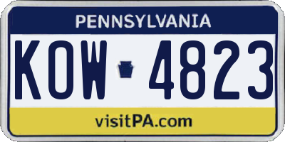 PA license plate KOW4823