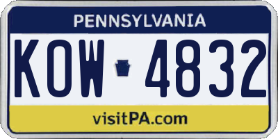 PA license plate KOW4832