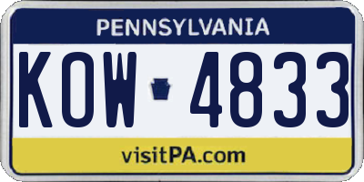 PA license plate KOW4833