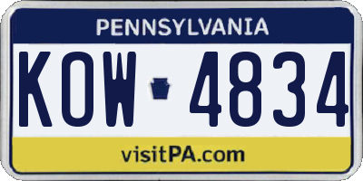 PA license plate KOW4834
