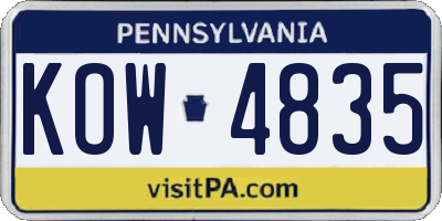 PA license plate KOW4835