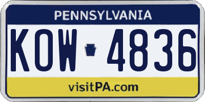 PA license plate KOW4836