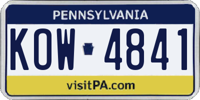 PA license plate KOW4841