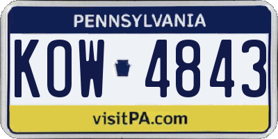 PA license plate KOW4843