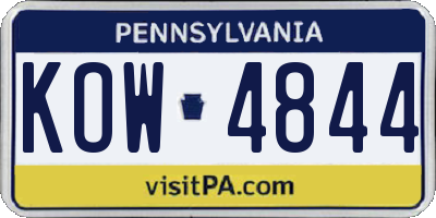 PA license plate KOW4844