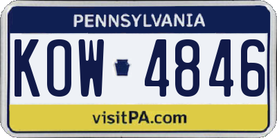 PA license plate KOW4846