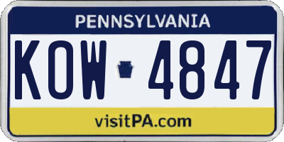 PA license plate KOW4847