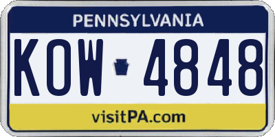 PA license plate KOW4848