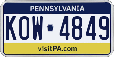 PA license plate KOW4849