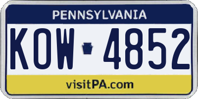 PA license plate KOW4852