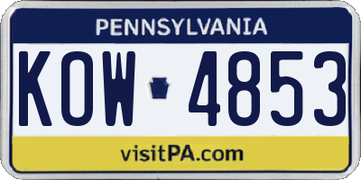 PA license plate KOW4853