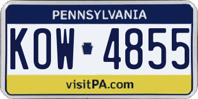 PA license plate KOW4855